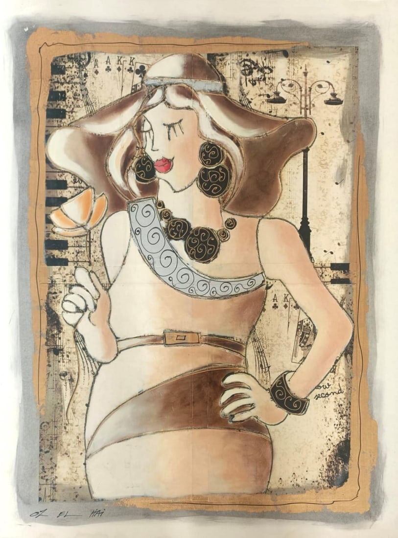 Oz el chai- Original on panel board: Artist: Oz el chai. Medium: Original on panel board. Size: 22" x 30". Signature: Hand Signed by artist. Reference#: 82595.