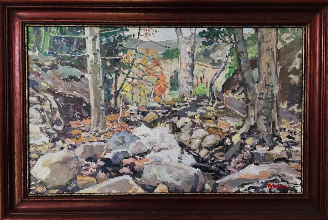 Boris Tyomkin- Oil on wood "Solstice Canyon. Malibu": Artist: Boris Tyomkin. Medium: Oil on wood. Title: Solstice Canyon. Malibu. Size: 16" x 26". Reference#: 57203.