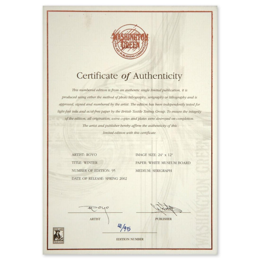 Royo- Serigraph "Winter" - 4