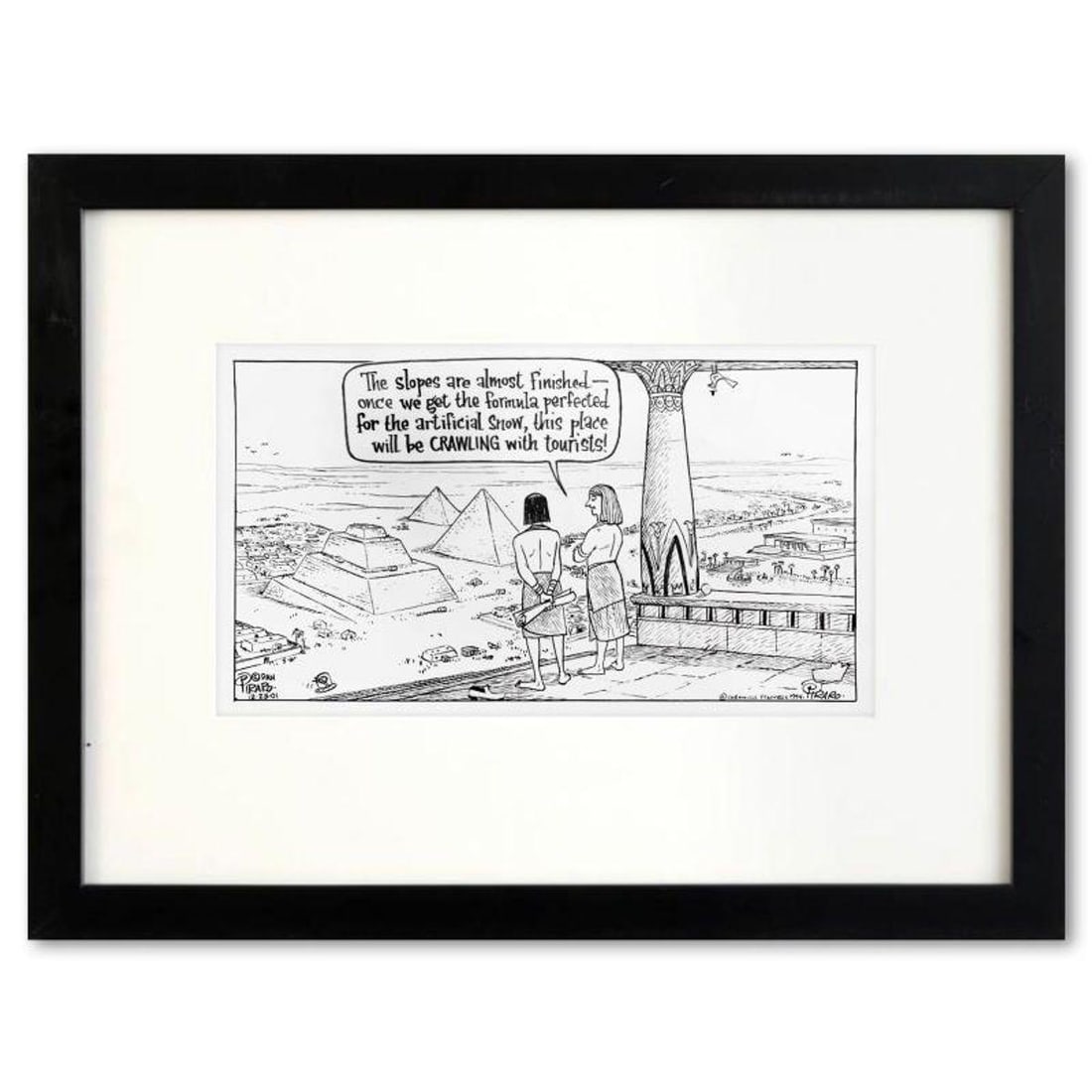 Bizarro, "Egyptian Slopes" is a Framed Original Pen & Ink Drawing by Dan Piraro, Hand Signed with (1 of 1)