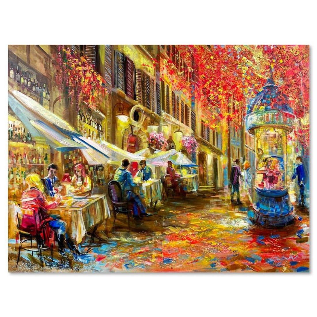 Vadik Suljakov, "Evening for Friends" Original Oil Painting on Canvas, Hand Signed with Letter of: Evening for Friends is an original oil painting on stretched canvas by Vadik Suljakov, hand signed by the artist. Includes Letter of Authenticity. Measures approx. 30" x 40" (image).