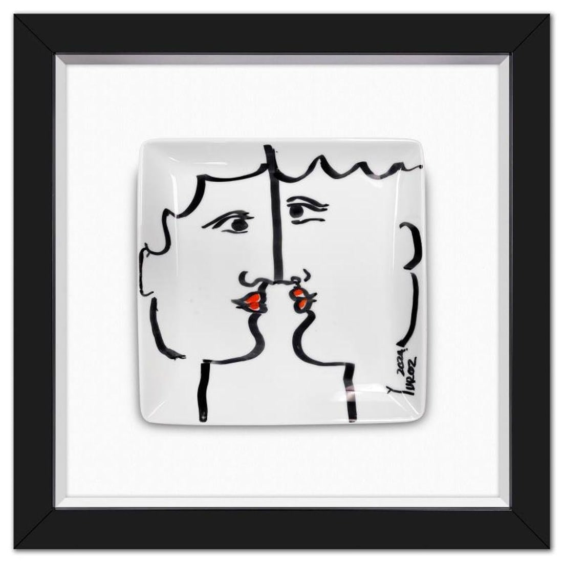 Yuroz, Framed Hand Painted Ceramic Plate, Hand Signed with Letter of Authenticity. (1 of 2)