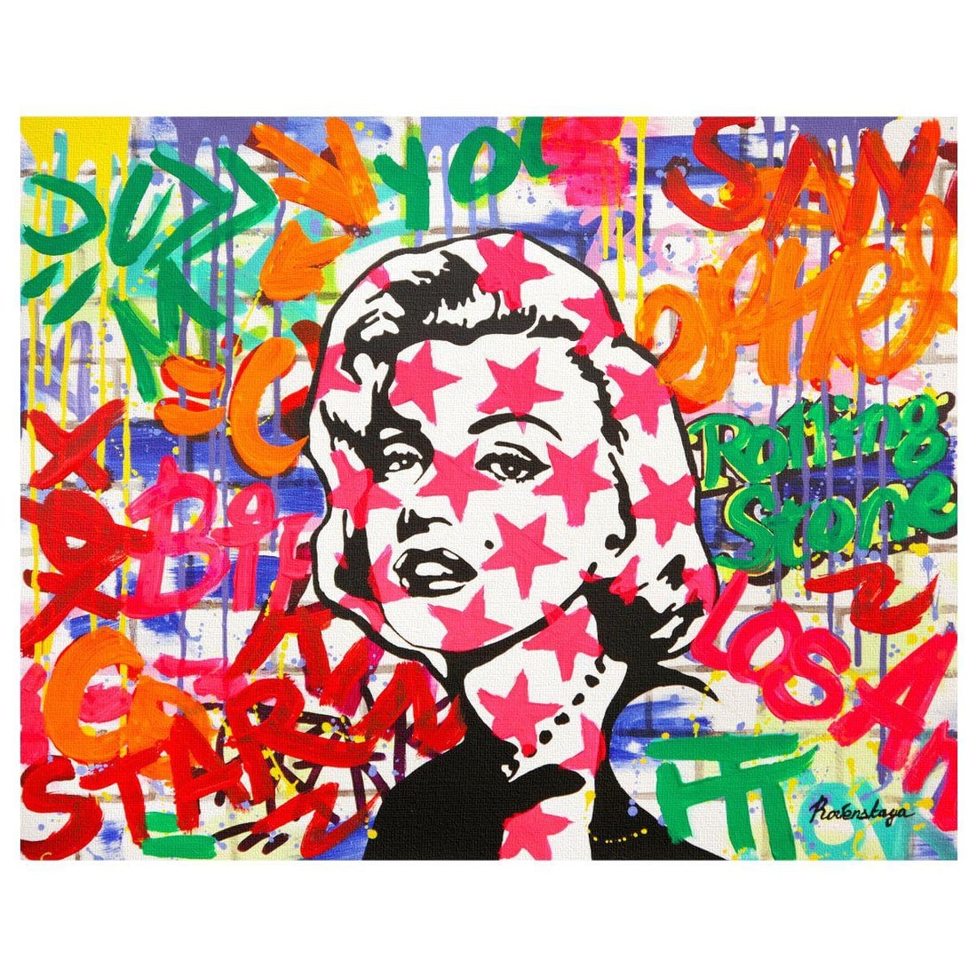 Nastya Rovenskaya- Original Mixed Media on Canvas "Starface" (1 of 2)