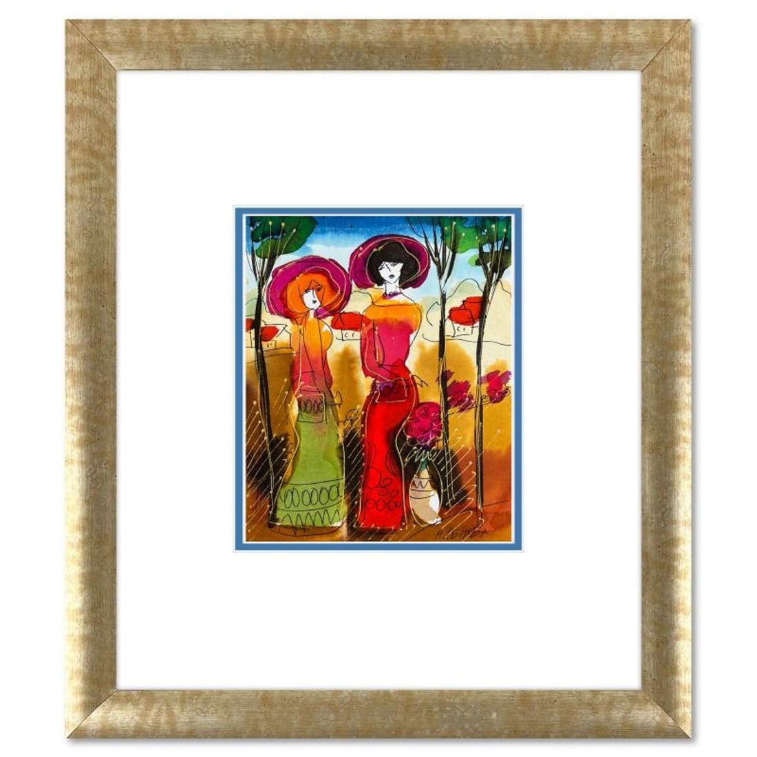 Moshe Leider, Framed Original Mixed Media Watercolor Painting, Hand Signed with Letter of (1 of 2)