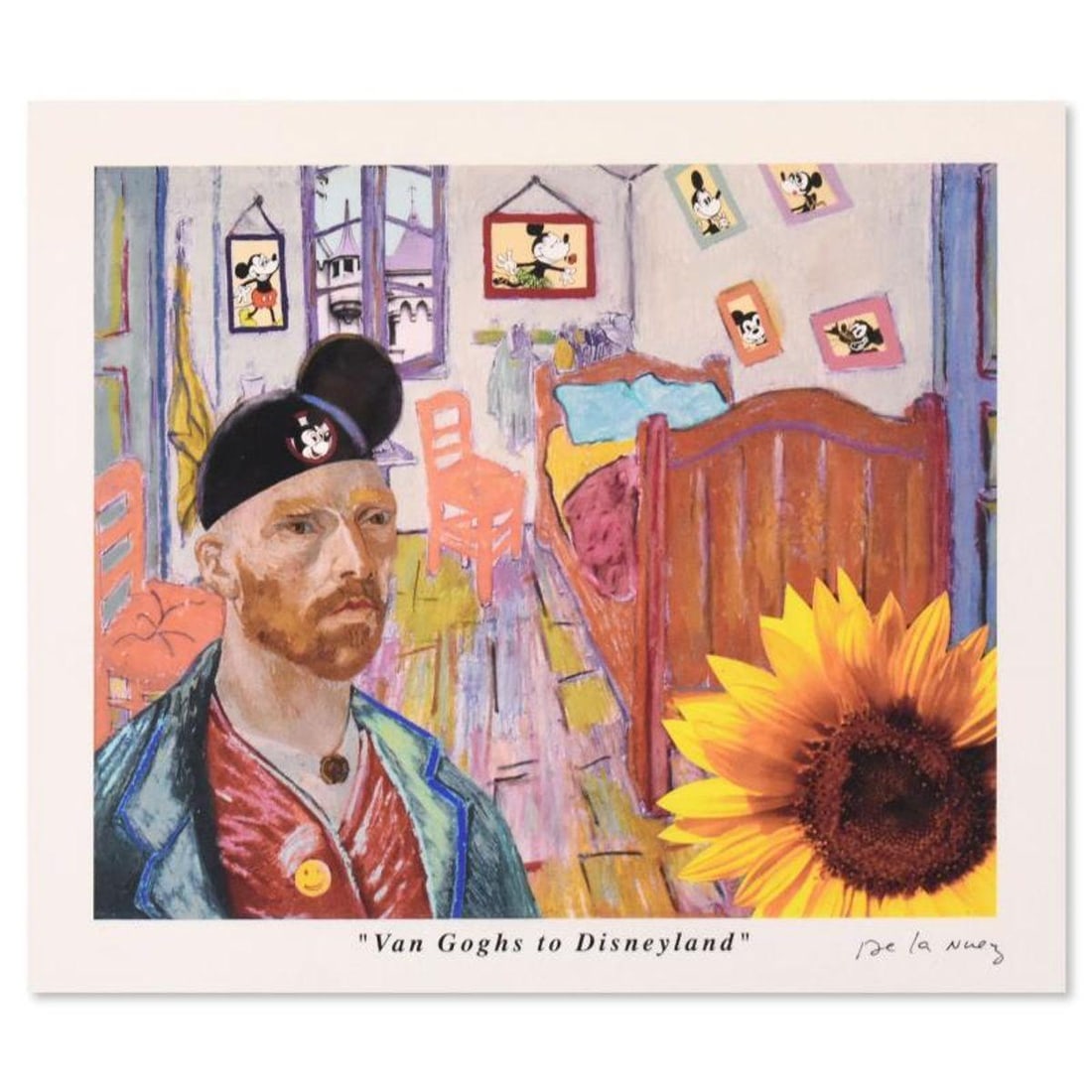 Nelson De La Nuez, "Van Goghs to Disneyland" AP Limited Edition, Numbered and Hand Signed with: Van Goghs to Disneyland is a limited edition artist proof on paper by Nelson De La Nuez, numbered and hand signed by the artist. Includes Letter of Authenticity. Measures approx. 12" x 10". Reference#