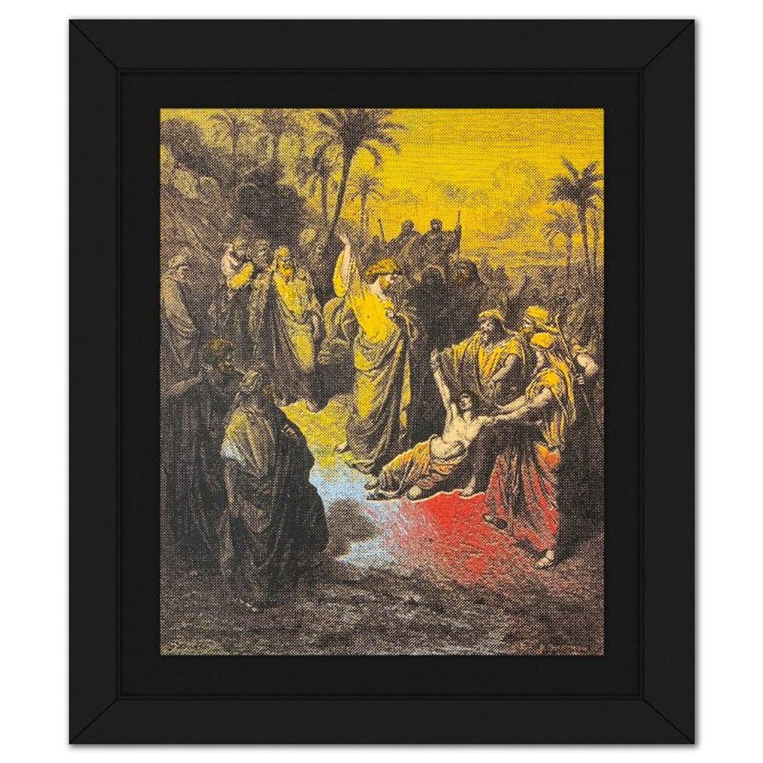 Steve Kaufman (1960-2010), "He Who Casts the First Stone" Framed Hand Embellished Limited Edition: He Who Casts the First Stone is a hand embellished limited edition silkscreen on canvas by Andy Warhol protege, Steve Kaufman (1960-2010), numbered 9/50 inverso and hand signed by the artist. This pie