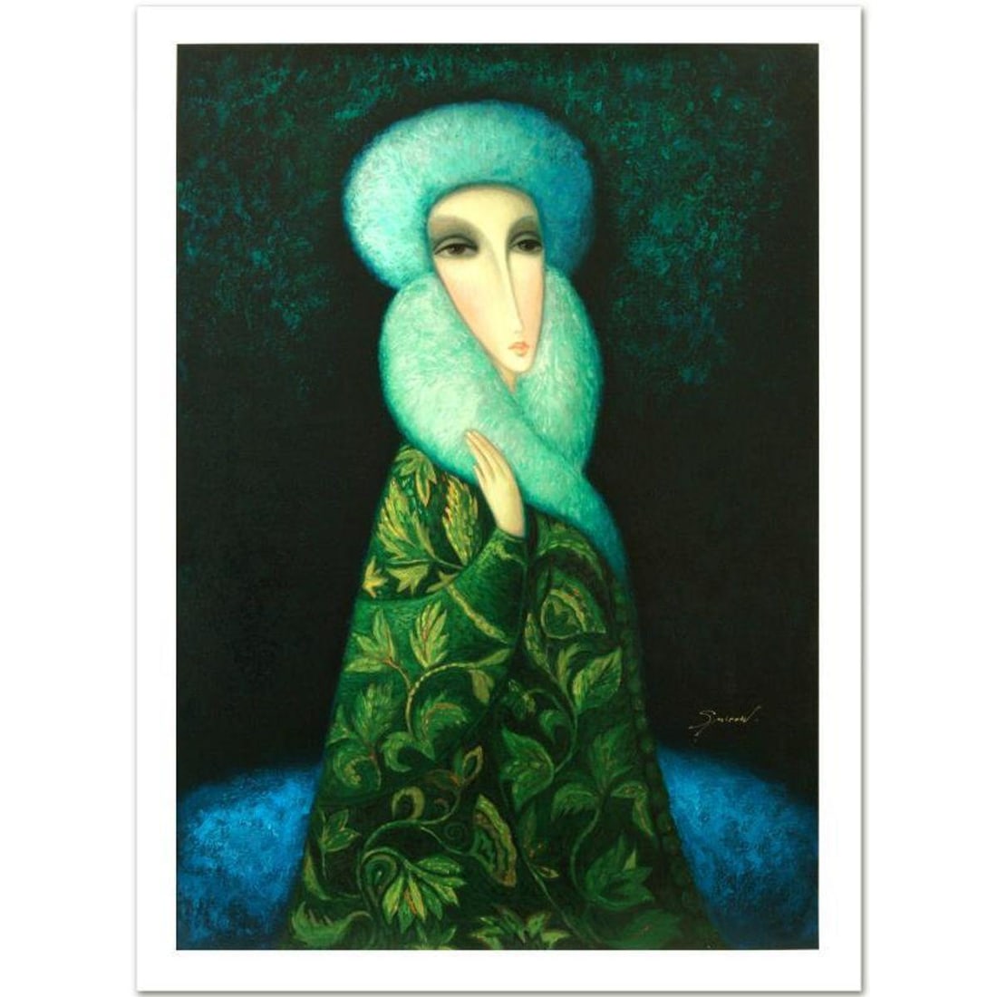 Sergey Smirnov (1953-2006), "Lara" Limited Edition Mixed Media on Canvas (25" x 35"), Numbered and: Combining time-honored religious icon painting with western style portraiture, the hauntingly beautiful art of Sergey Smirnov (1953-2006) is inspired by the 'Parsuna' art movement. "Lara" is a limited