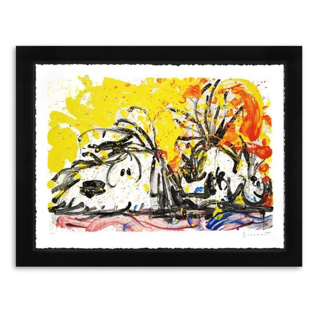 Tom Everhart, "Blow Dry" Framed Limited Edition Hand Pulled Original Lithograph. Hand Signed, with: Blow Dry is a limited edition hand pulled original lithograph on museum quality deckle-edge paper by Tom Everhart. The piece is numbered, and hand signed by the artist. This is one of the final Everha