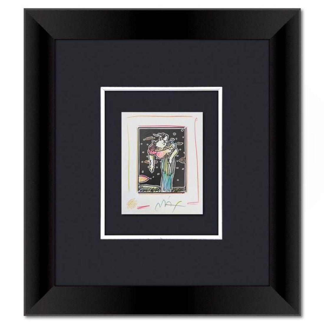 Peter Max, Framed One-of-a-Kind Mixed Media, Hand Signed with Registration Number Certifying (1 of 2)