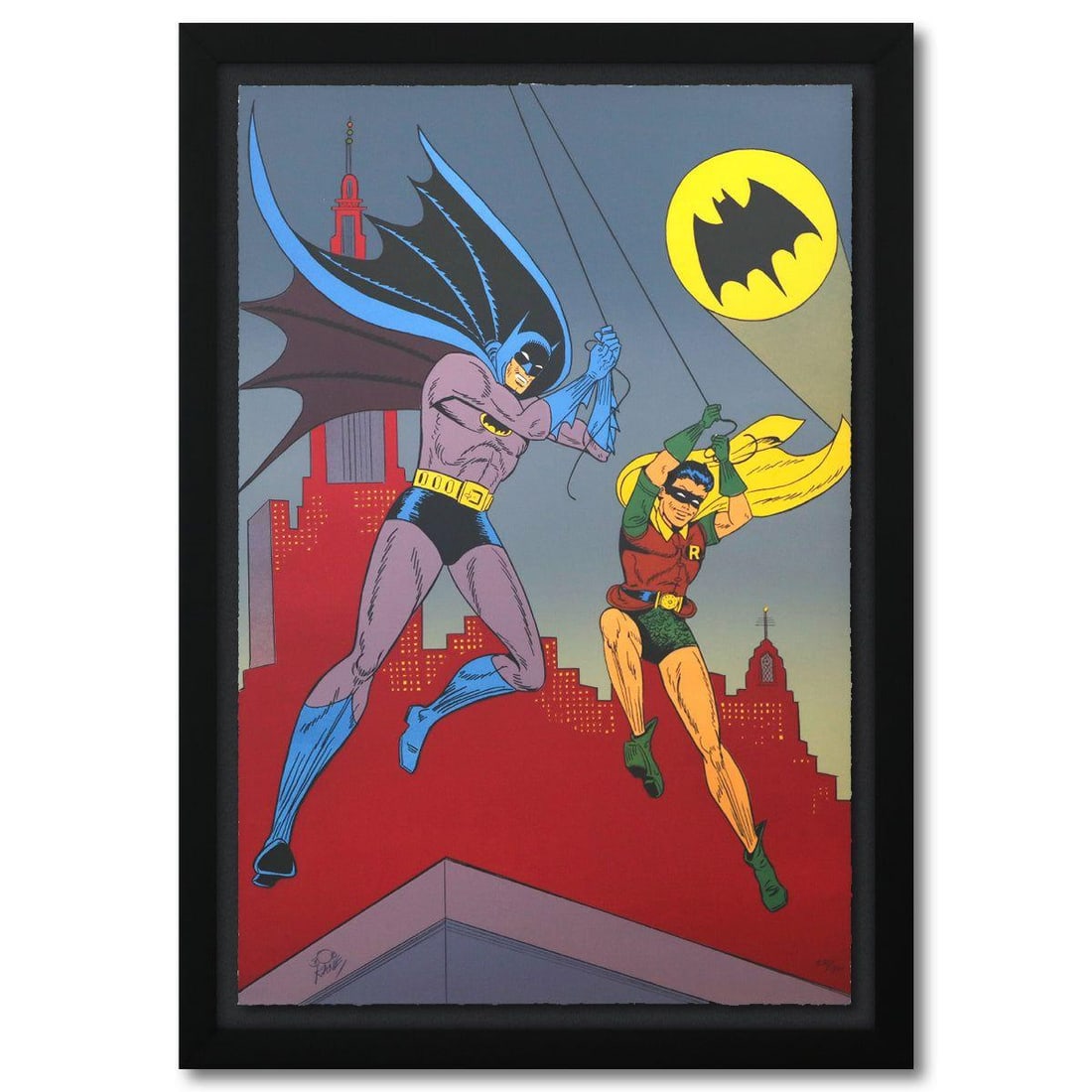 Bob Kane (1915-1998)- Original Lithograph "Batman and Robin" (1 of 2)