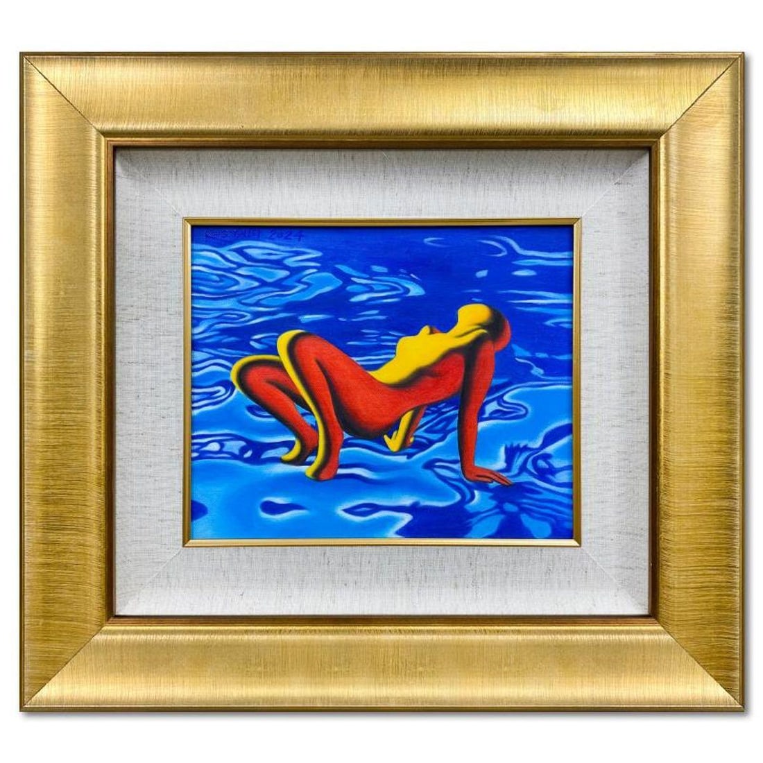 Mark Kostabi, "Beyond Belief" Framed Original Oil Painting on Canvas, Hand Signed with Letter of: Beyond Belief is an original oil painting on canvas by Mark Kostabi, hand signed by the artist. This piece comes framed. Includes Certificate of Authenticity. Measures approx. 20.5" x 22.5" (frame), 1
