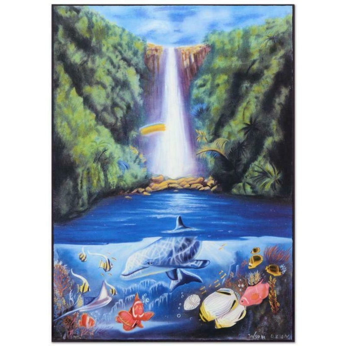 David Zion, "Rain Fall" Limited Edition Mixed Media, Numbered and Hand Signed. (1 of 2)