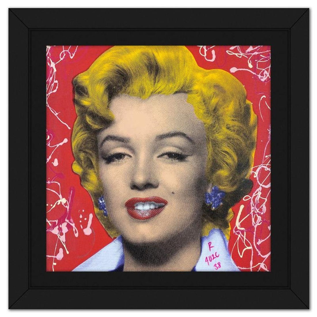 Ringo Daniel Funes, "Marilyn Classic" Framed One-of-a-Kind Mixed Media on Canvas, Hand Signed with (1 of 2)