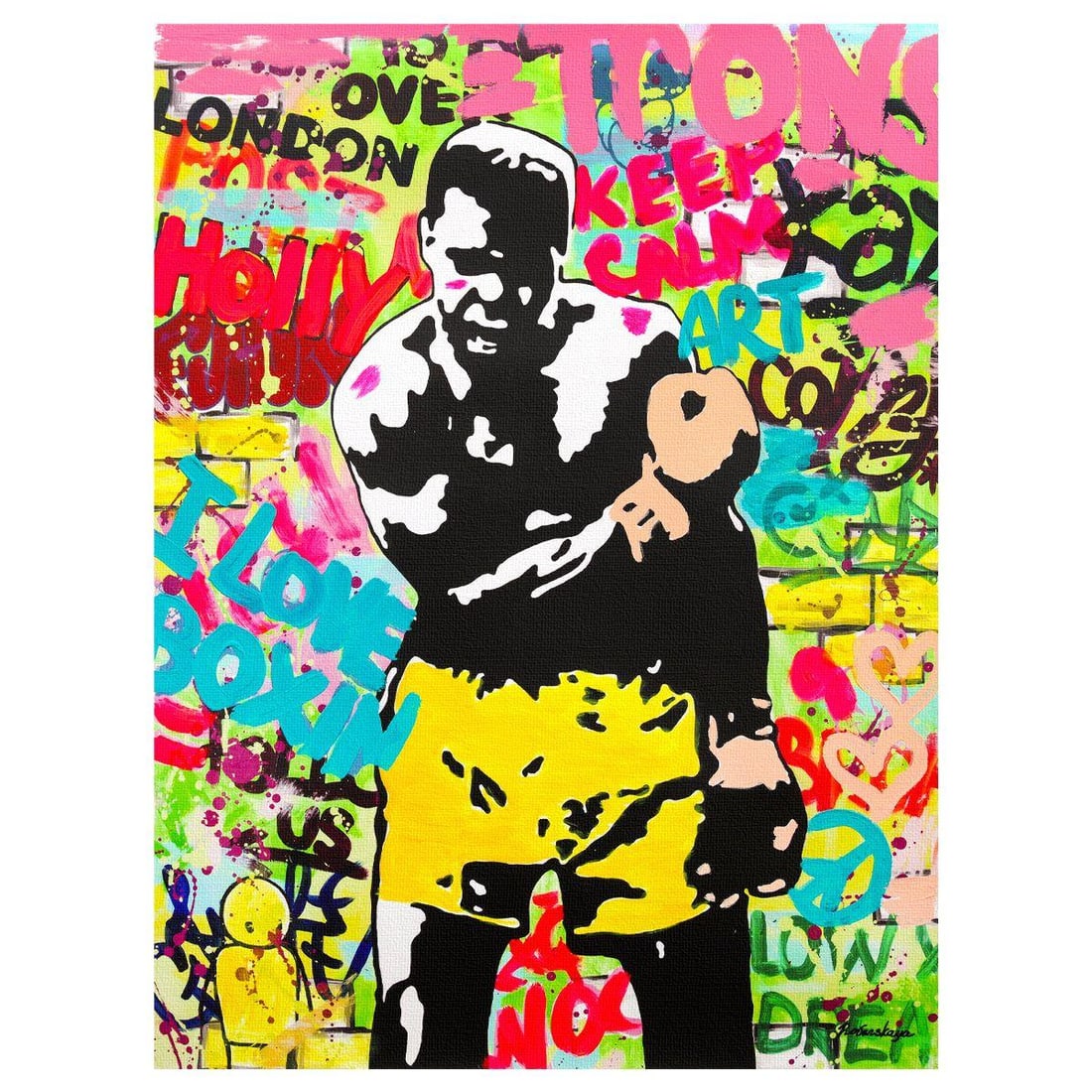 Nastya Rovenskaya- Original Mixed Media on Canvas "Muhammad Ali" (1 of 2)
