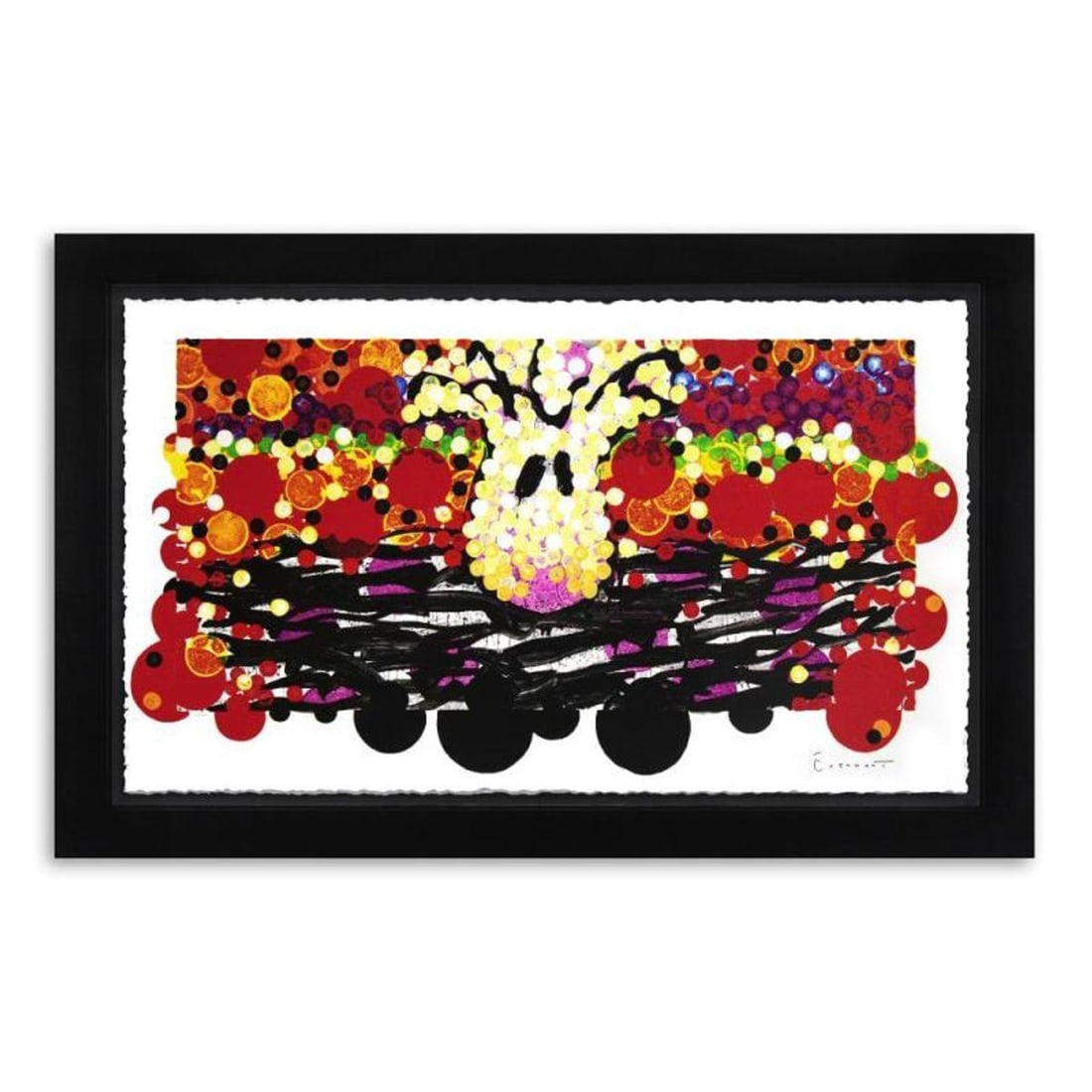 Tom Everhart, "Calmly Insane In My Nest" Framed Limited Edition Hand Pulled Original Lithograph.: Calmly Insane In My Nest is a limited edition hand pulled original lithograph on museum quality deckle-edge paper by Tom Everhart. The piece is numbered, and hand signed by the artist. This is one of