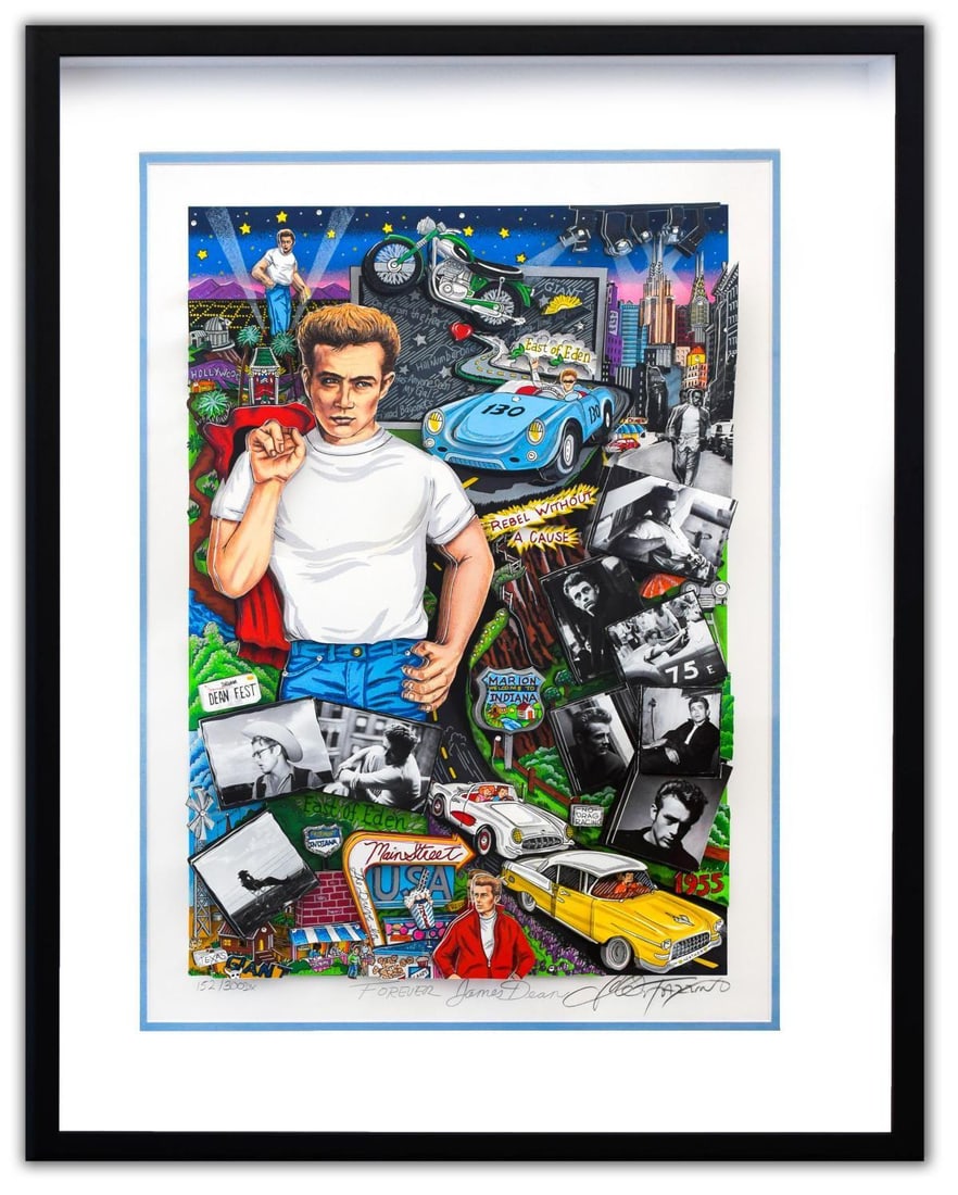 Charles Fazzino- 3D Construction Silkscreen Serigraph "Forever James Dean (Blue)" (1 of 2)