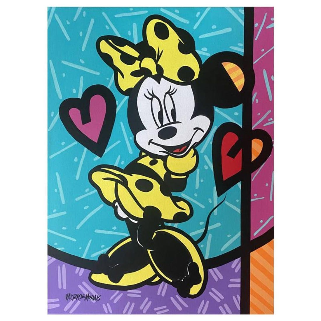 Valter Morais, "Minnie Mouse" Original Acrylic Painting on Canvas, Hand Signed with Letter of (1 of 1)