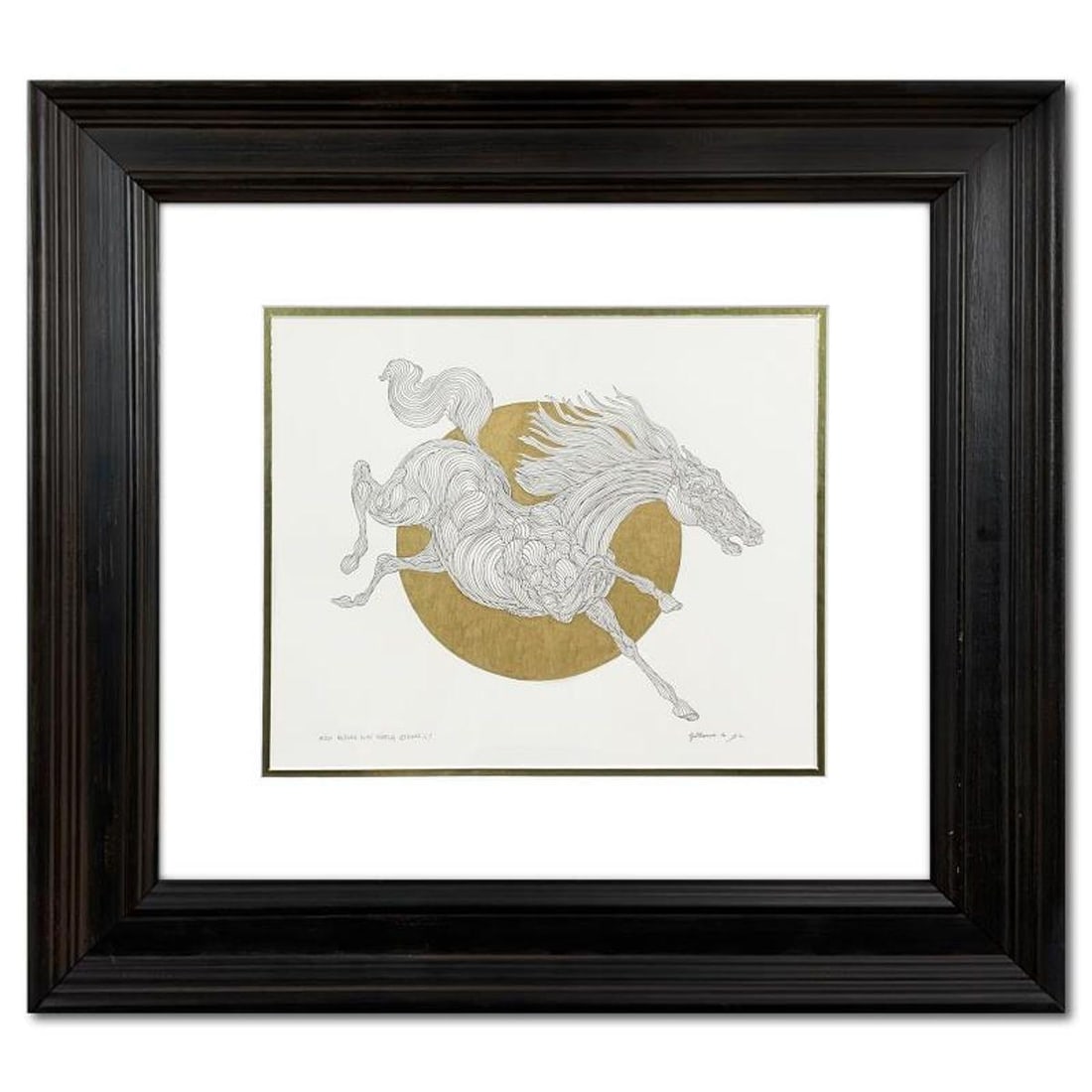 Guillaume Azoulay, "Rising Sun Sketch AZO" Framed Original Drawing with Gold Leaf, Hand Signed with (1 of 3)