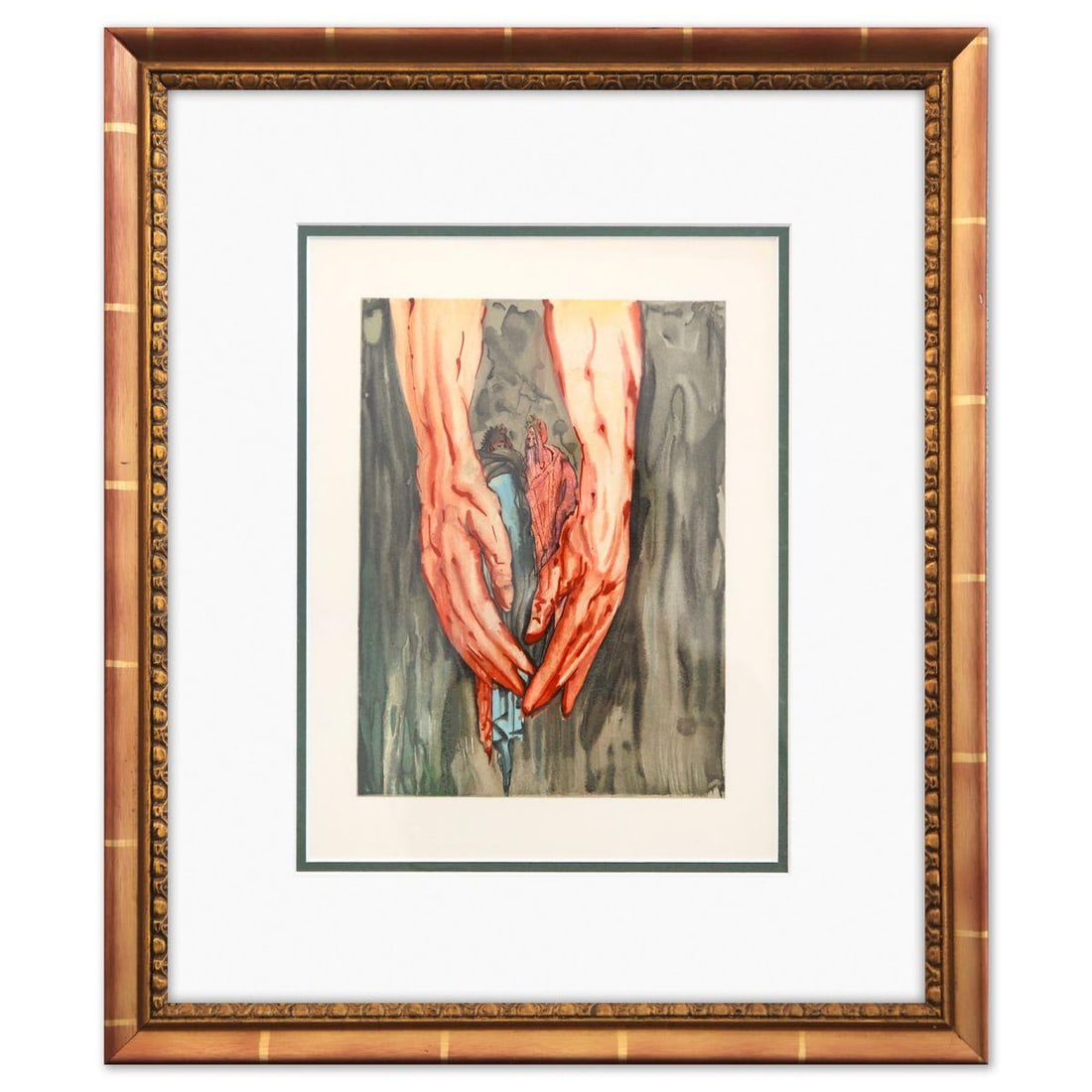 Salvador Dali- Original Color Woodcut on B.F.K. Rives Paper "Inferno 16" (1 of 2)