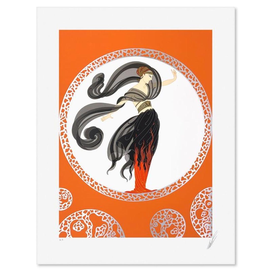 Erte (1892-1990), "Flames of Love" Limited Edition Serigraph from an AP Edition, Hand Signed with (1 of 2)