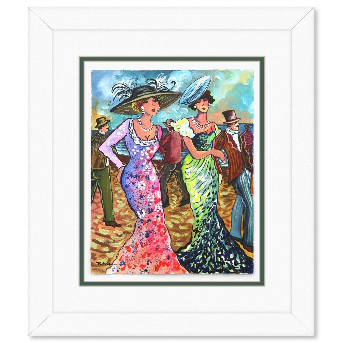 Patricia Govezensky- Original Watercolor "Women's world": Artist: Patricia Govezensky. Medium: Original Watercolor. Title: Women's world. Size: 14" x 11". Measures approx. 23" x 20" (framed). Signature: Hand signed by the artist. Certificate of