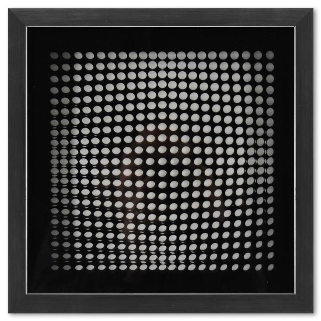 Victor Vasarely (1908-1997), "Trois Dimensions Optique de la serie Cinetiques" Framed 1973: Trois Dimensions Optique de la serie Cinetiques is a dimensional artwork, published in 1973, by Victor Vasarely (1908-1997). This piece comes custom framed, with a letter of authenticity and with a 19