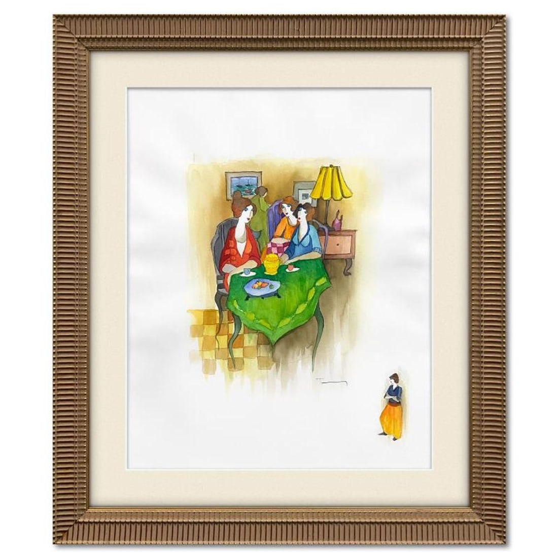 Itzchak Tarkay (1935-2012), Framed Original Mixed Media Watercolor, Hand Signed with Letter of: This is an original mixed media watercolor on paper by Itzchak Tarkay (1935-2012), hand signed by the artist. This piece comes custom framed. Includes Letter of Authenticity. Measures approx. 39" x 34