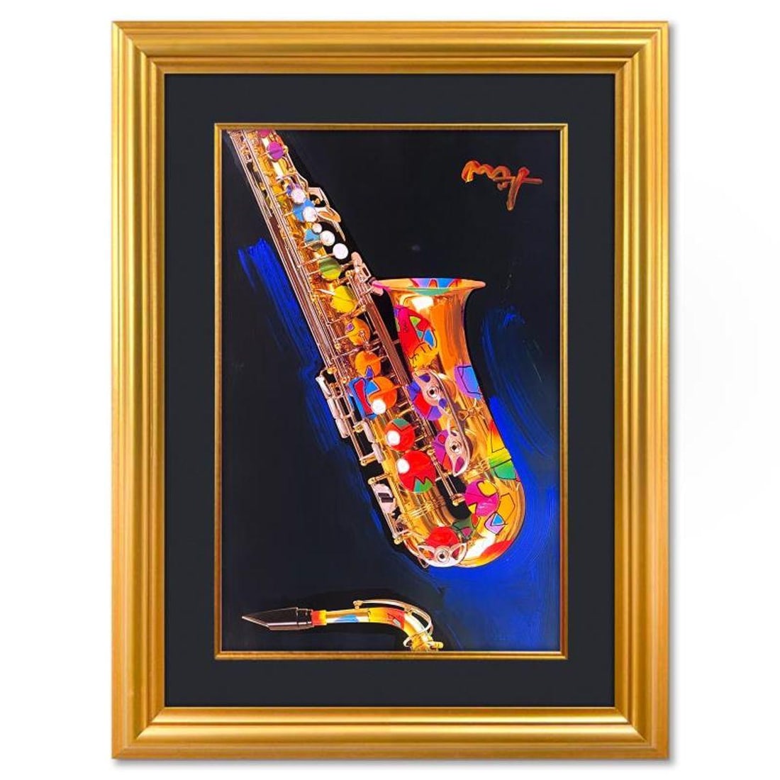 Peter Max, "Jazz" Framed One-of-a-Kind Mixed Media, Hand Signed with Registration Number Certifying (1 of 2)