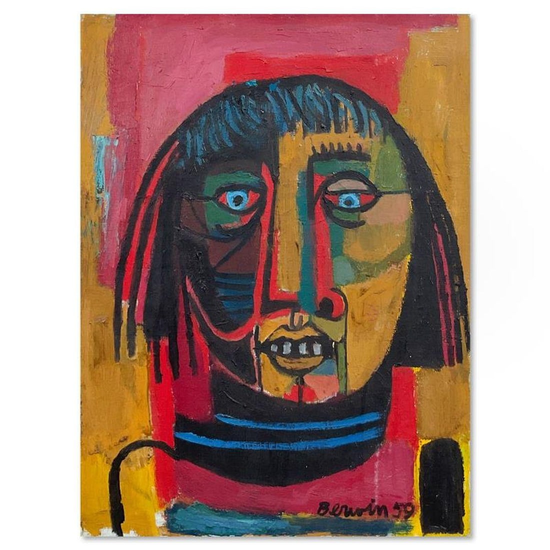 Milton Berwin (1925-2023), Original Painting on Canvas (20" x 15"), Dated 1959 and Hand Signed with (1 of 2)