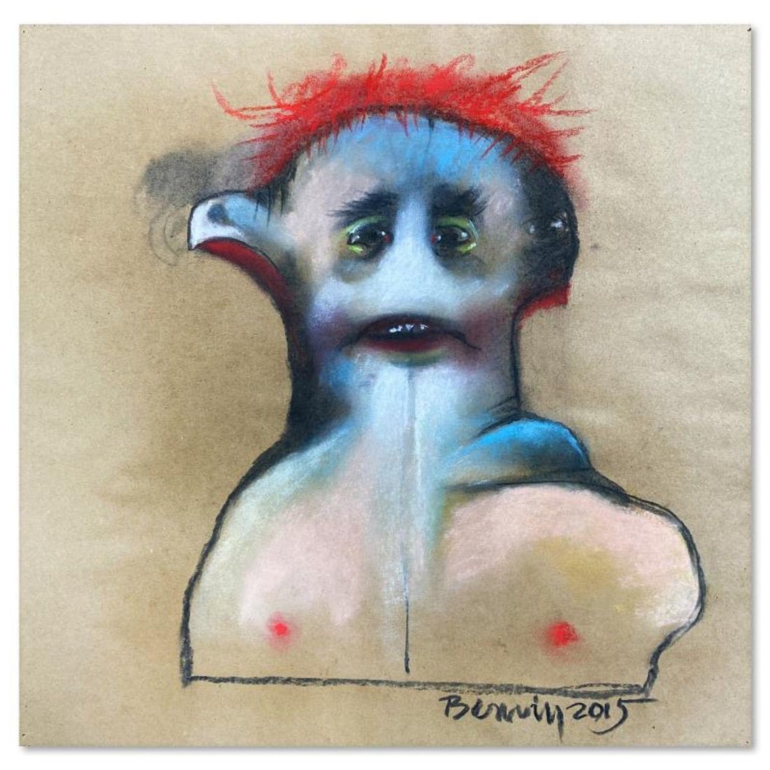 Milton Berwin (1925-2023), Original Pastel Drawing (18" x 18"), Hand Signed with Letter of (1 of 2)