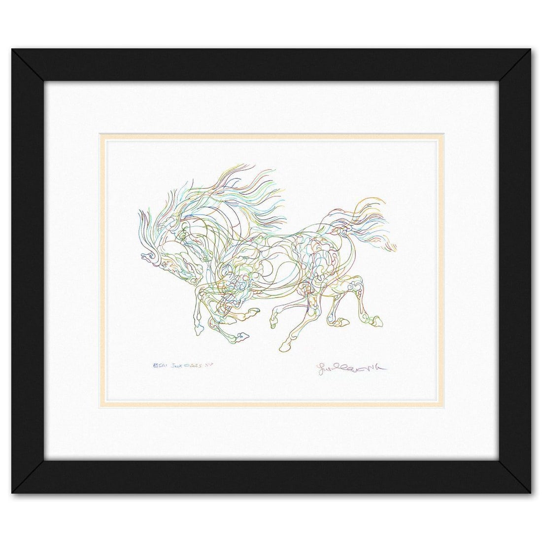 Guillaume Azoulay- Original Drawing "ESSAI JWXO": Artist: Guillaume Azoulay. Medium: Original Drawing. Title: ESSAI JWXO. Size: 11" x 14". Measures approx. 18.5" x 21.5" (framed). Signature: Hand signed. Certificate of Authenticity: Is included.