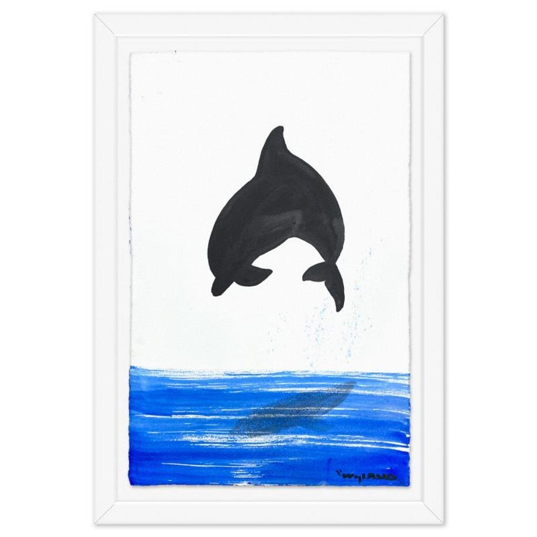 Wyland, "Dolphin" Framed Original Sumi Ink Painting, Hand Signed with Letter of Authenticity.: Dolphin is an original sumi ink painting on paper by Wyland, hand signed by the artist. This piece comes custom framed. Includes Letter of Authenticity. Measures approx. 46" x 32" (frame), 40" x 26"