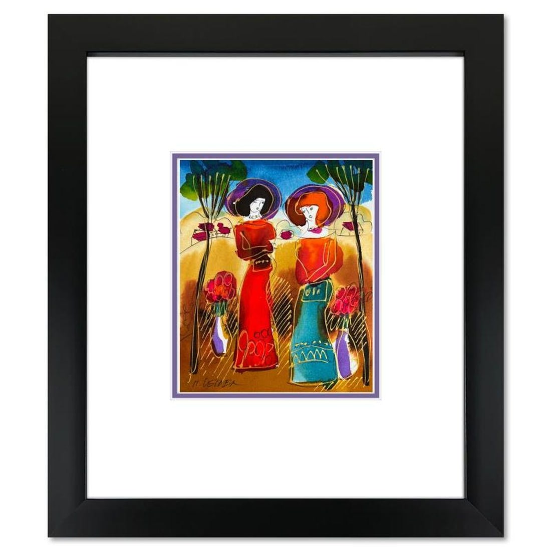 Moshe Leider, Framed Original Mixed Media Watercolor Painting, Hand Signed with Letter of: This is an original mixed media watercolor painting on paper by Moshe Leider. Hand signed by the artist, this piece comes custom framed and includes a Letter of Authenticity. Measures approximately