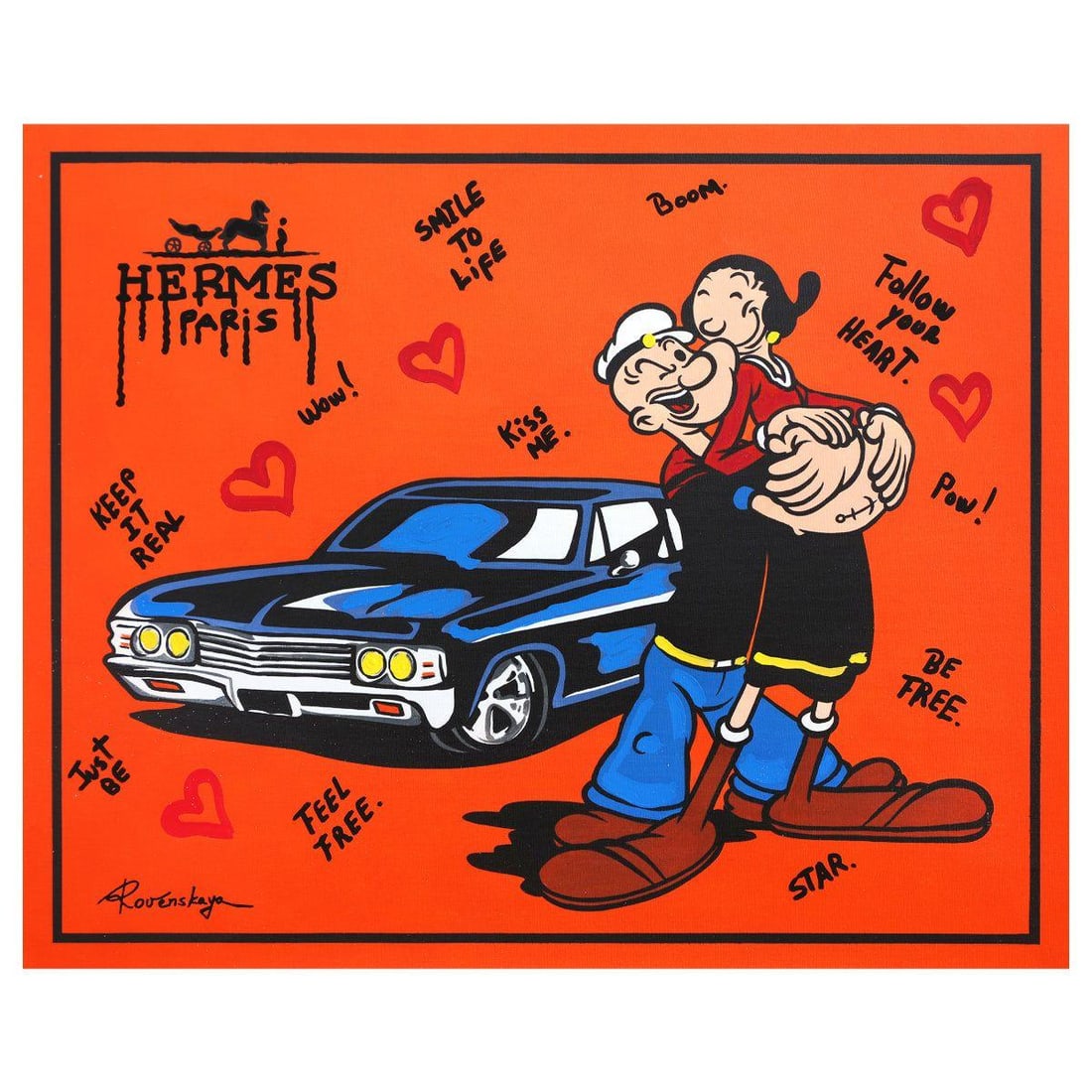 Nastya Rovenskaya- Mixed Media "Classic Love": Artist: Nastya Rovenskaya. Medium: Mixed Media. Title: Classic Love. Size: 24" x 30". Signature: Hand signed. Certificate of Authenticity: Is included. Reference#: 37296.