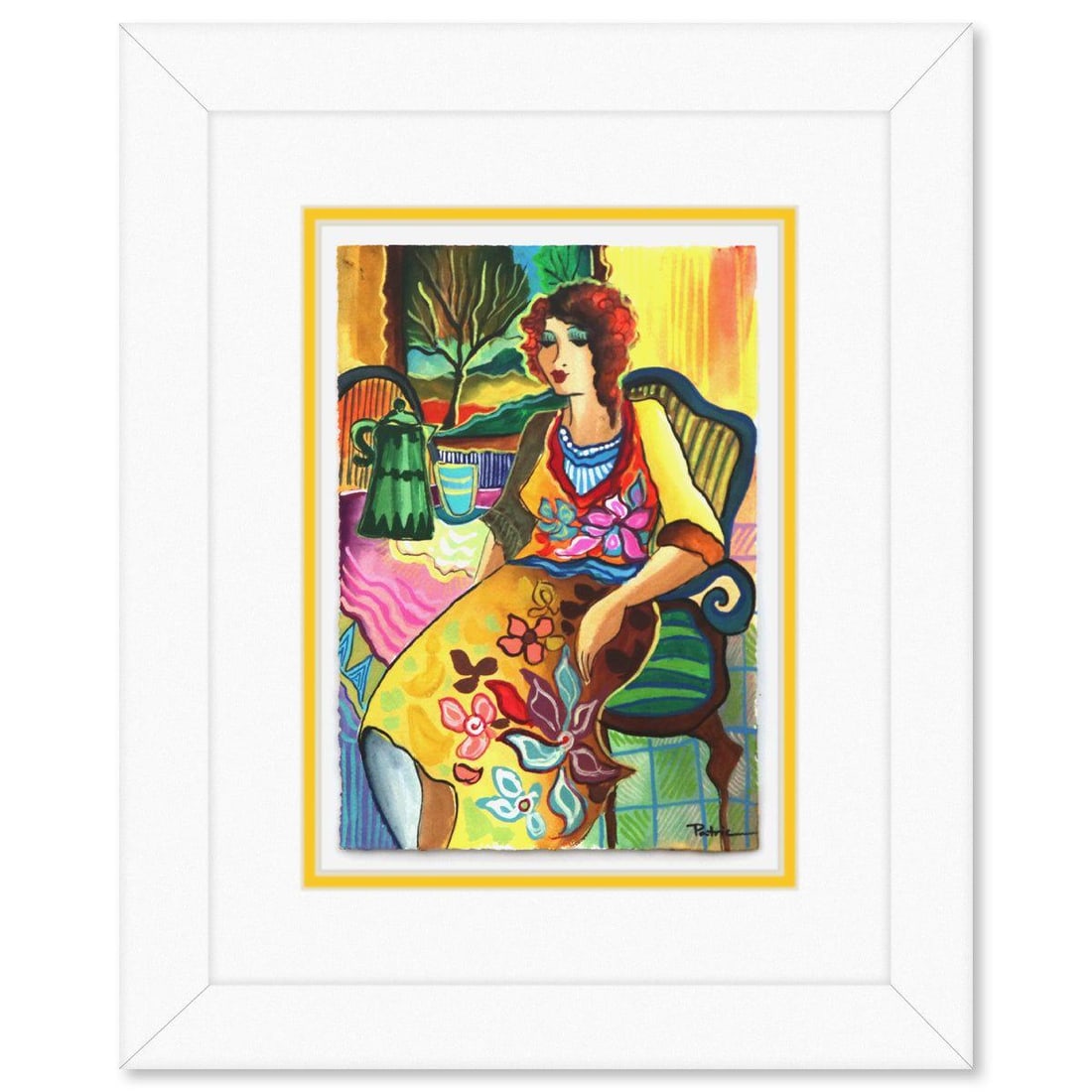 Patricia Govezensky- Original Watercolor "Suzzy": Artist: Patricia Govezensky. Medium: Original Watercolor. Title: Suzzy. Size: 11" x 7.5". Measures approx. 19" x 16" (framed). Signature: Hand signed by the artist. Certificate of Authenticity: Is