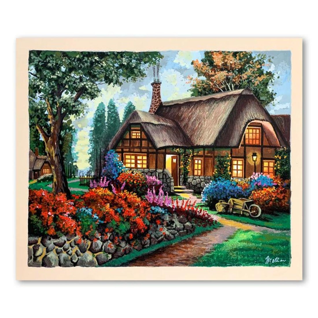 Anatoly Metlan, "Country House" Limited Edition Serigraph, Numbered and Hand Signed with Letter of: Country House is a limited edition serigraph on paper by Anatoly Metlan. It is numbered and hand signed and includes a letter of authenticity. Measures approximately 18" x 15" (image). Reference#: