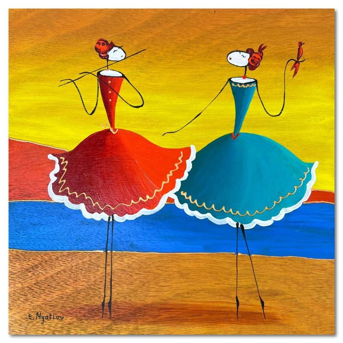 Ester Myatlov, Hand Signed Original Painting on Wood Panel with Letter of Authenticity. (1 of 2)