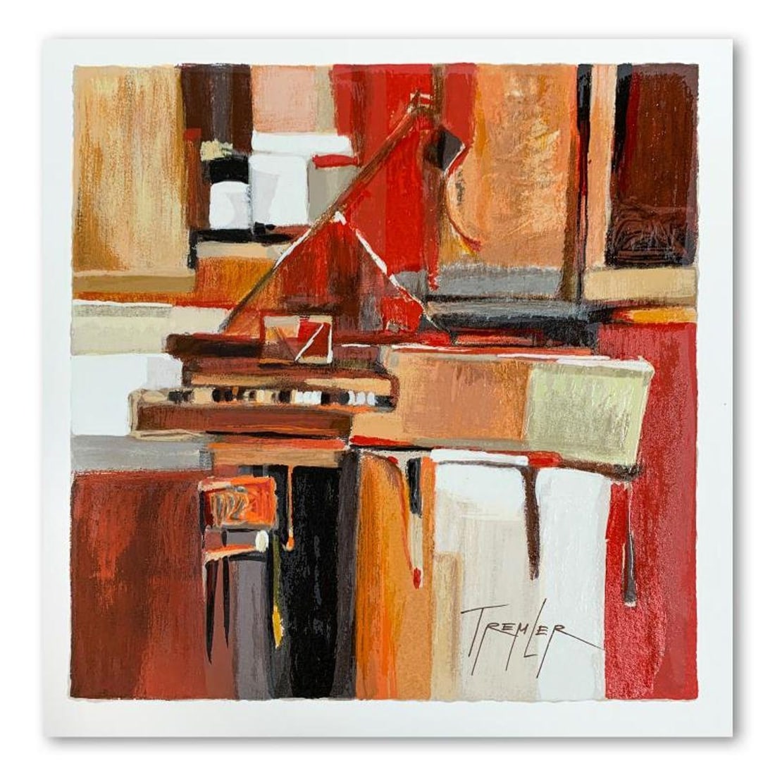 Yuri Tremler, "Piano" Limited Edition Serigraph, Hand Signed with Letter of Authenticity.: Piano is a limited edition serigraph on paper by Yuri Tremler. It is numbered and hand signed and includes a letter of authenticity. Measures approximately 12" x 11.5" (image). Reference#: 93822.