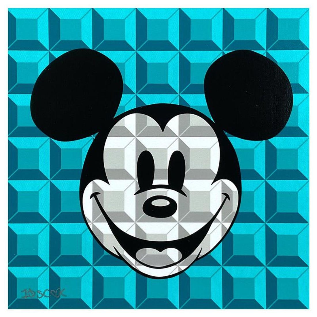 Tennessee Loveless, "Aqua 8-Bit Mickey" Limited Edition on Canvas from Disney Fine Art, Numbered and (1 of 2)