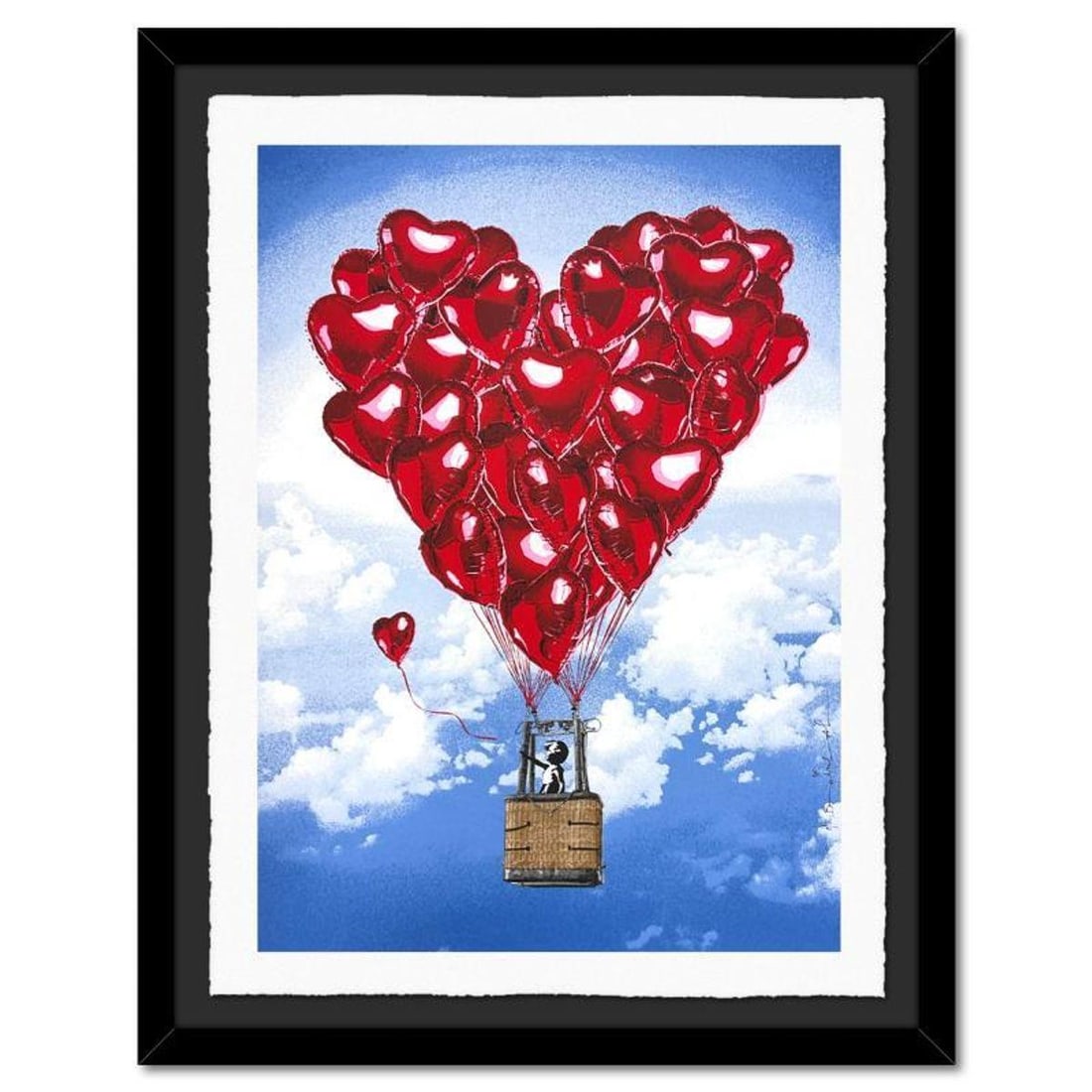 Mr. Brainwash, "Love Above All" Framed Limited Edition Silk Screen, Hand Signed and Certificate of: Love Above All is a limited edition silk screen print on paper by Mr Brainwash. The piece is hand signed and thumb-printed by the artist. The piece comes custom framed and with a Certificate of Authen