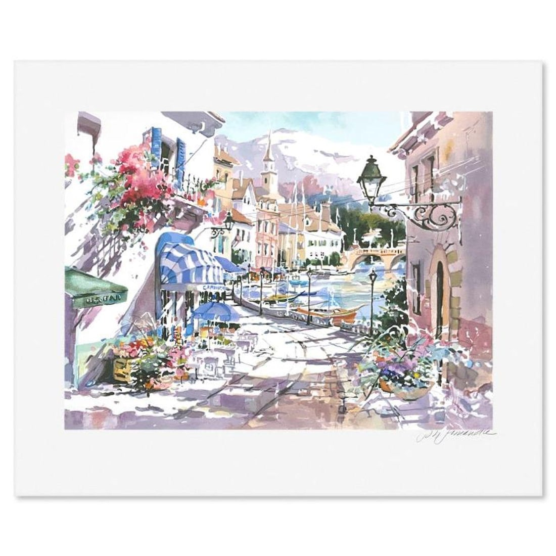 Marilyn Simandle, "Waterfront Village" Limited Edition Printers Proof, Numbered and Hand Signed with: Waterfront Village is a limited edition printers proof on paper by Marilyn Simandle, numbered and hand signed by the artist. Includes Letter of Authenticity. Measures approx. 16.5" x 20" (border), 12"