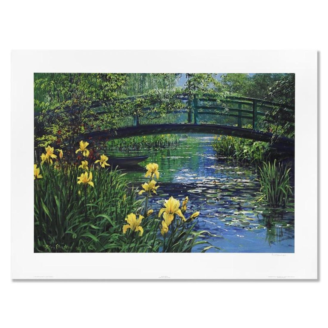 Peter Ellenshaw (1913-2007), "Monet's Bridge" Limited Edition Lithograph, Numbered and Hand Signed: Monet's Bridge is a limited edition lithograph on paper by Peter Ellenshaw (1913-2007), numbered and hand signed by the artist. Includes Letter of Authenticity. Measures approx. 32.5" x 24" (border),
