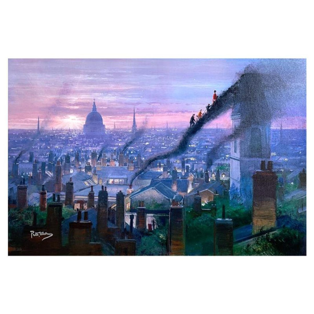 Peter Ellenshaw (1913-2007), "Smoke Staircase" Limited Japanese Edition on Canvas from Disney Fine: Smoke Staircase is a limited Japanese edition giclee on canvas by Peter Ellenshaw (1913-2007), numbered and hand signed by the artist. This piece is licensed by Disney Fine Art. Includes Letter of Aut