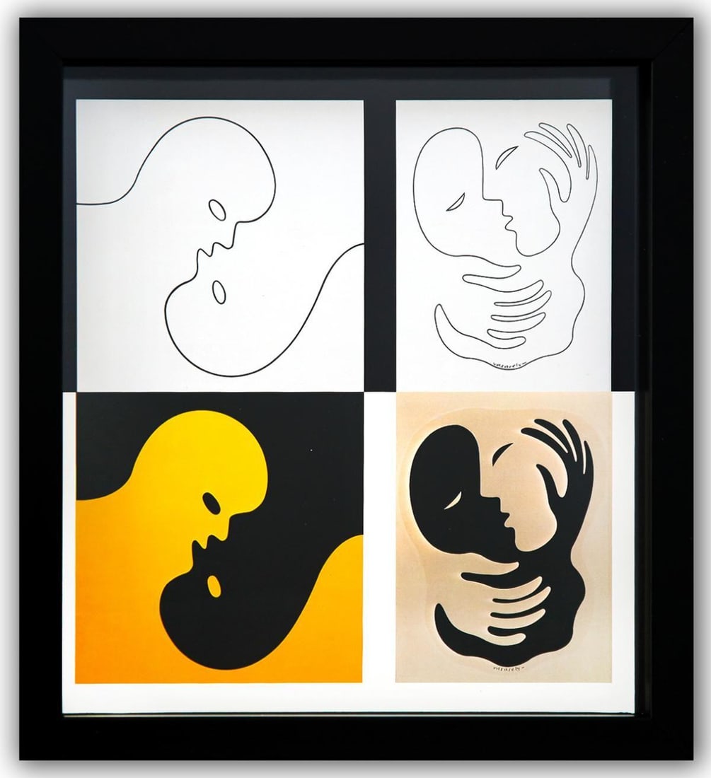 Victor Vasarely- Heliogravure Print "Untitled": Artist: Victor Vasarely. Medium: Heliogravure Print. Title: Untitled. Size: 11" x 10". Measures approx. 13" x 12" (framed). Additional: Custom Framed. Reference#: 21476.