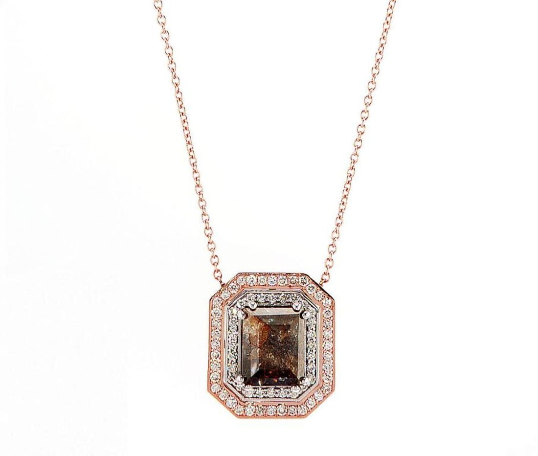 14kt Rose Gold 0.72ctw Diamond Pendant: Jewelry Description Description: One 14k rose gold pendant, set with natural diamond. Jewelry Weight: 7.39 Grs Total Diamonds Weight: 0.72 Cts Precious Metal: 14kt Rose Gold Certificate Number: DSL- 4