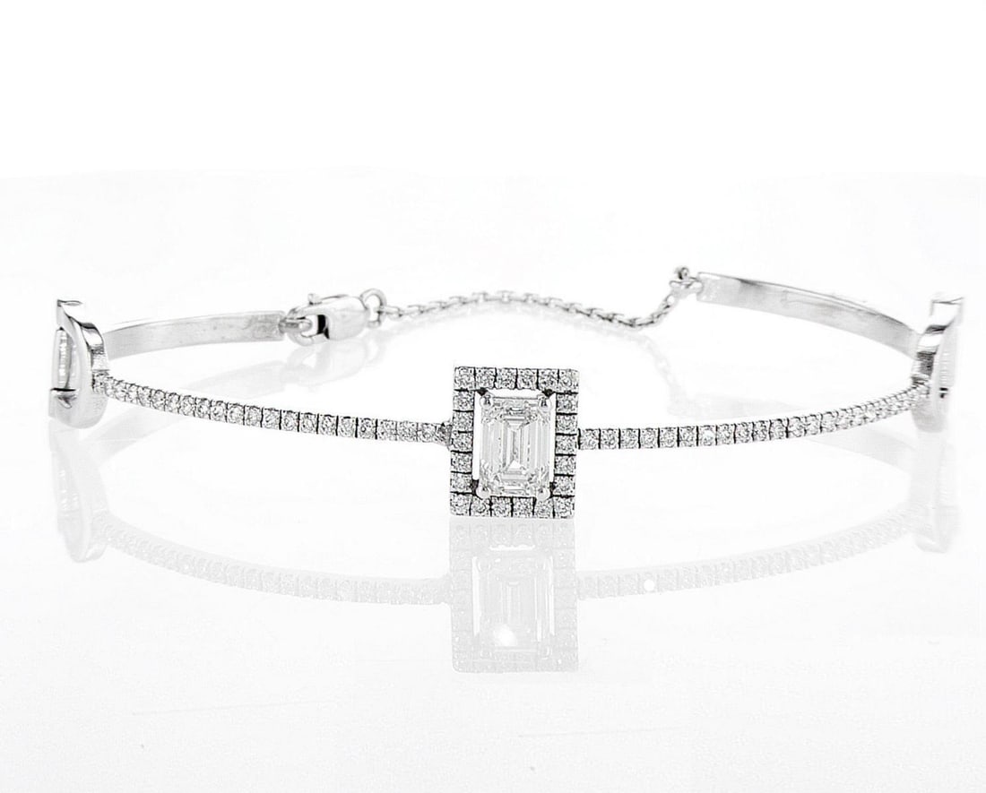 14kt White Gold 7.42ctw Diamond Bracelet: Jewelry Description Description: One 14k white gold bracelet, set with lab grown diamonds. Jewelry Weight: 1.69 Grs Total Diamonds Weight: 7.42 Cts Precious Metal: 14kt White Gold Certificate Number: