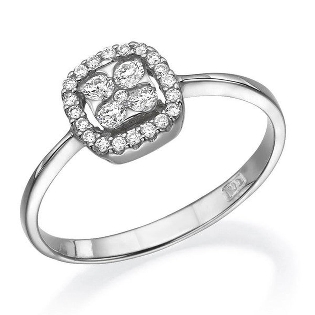 14kt White Gold 0.29ctw Diamond Ring: One 14k white gold ring, set with natural diamond. Jewelry Weight: 1.8Grs Total Diamonds Weight: 0.29Cts Main Stones Description: Quantity: 5 Cut and shape: Round Carats Weight: 0.17 Clarity: VS Color