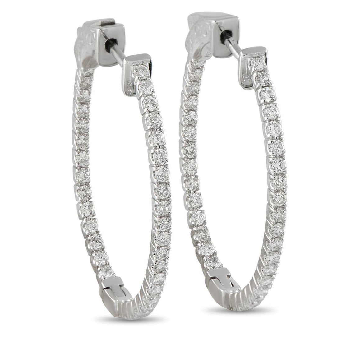 14K WHITE GOLD 1.07CT DIAMOND INSIDE-OUT HOOP EARRINGS (1 of 4)