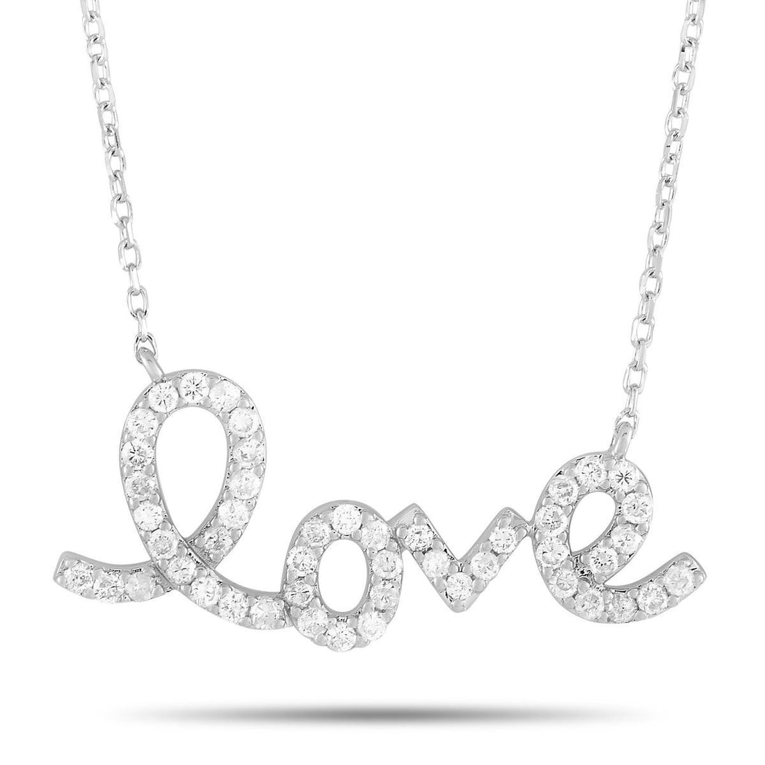 14K WHITE GOLD 0.26CT DIAMOND LOVE NECKLACE (1 of 4)