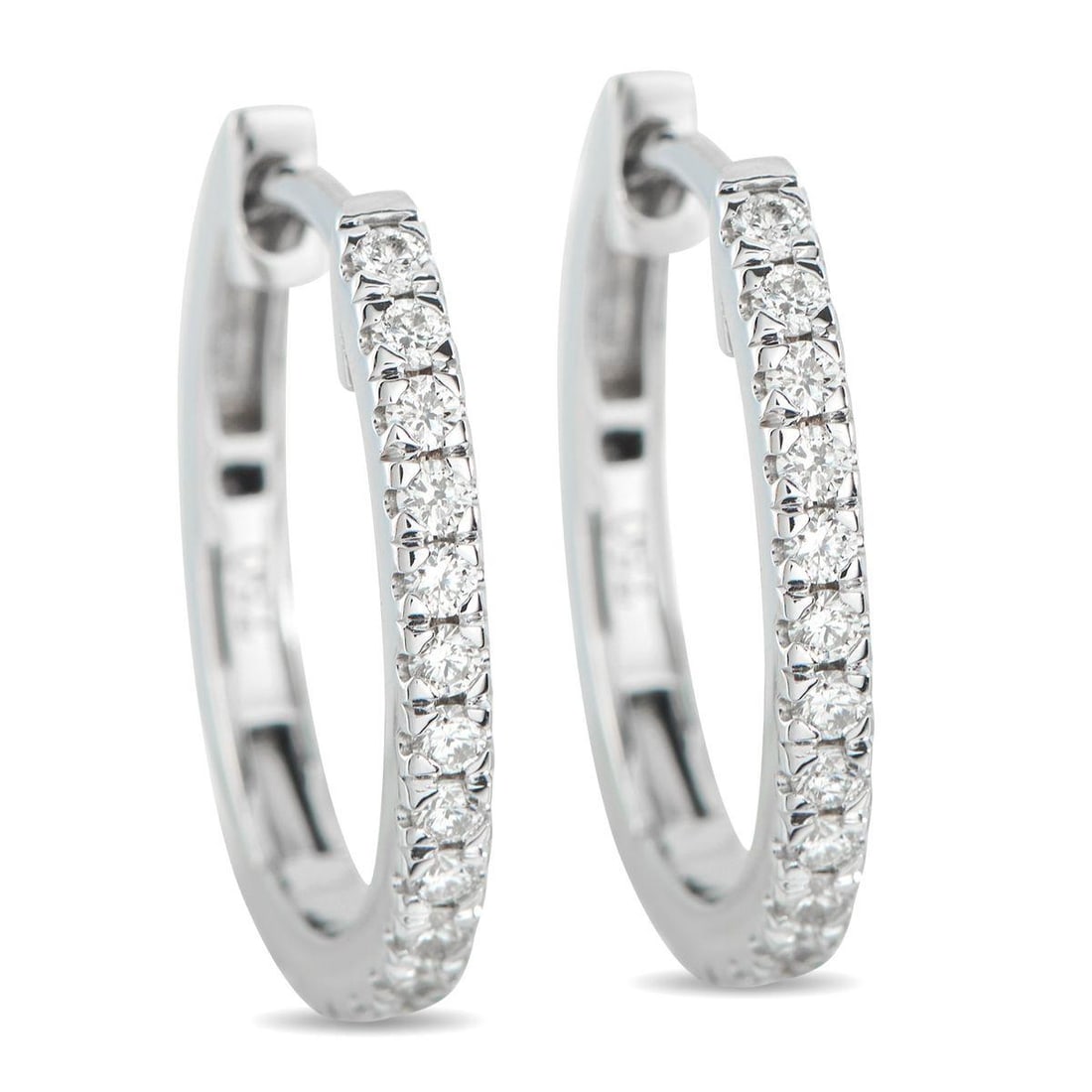 18K WHITE GOLD 0.30CT DIAMOND HOOP EARRINGS (1 of 4)